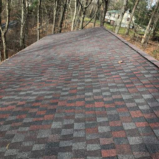 Red and Black Asphalt Shingle Roof Replacement